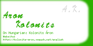 aron kolonits business card