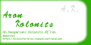 aron kolonits business card